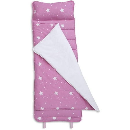 Delta Children Nap Mat for Toddlers and Kids | Pillow and Blanket | Rollup Design | Preschool & Daycare Blushing Stars