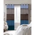 thumbnail image 3 of Blue Brown Grey Blackout Curtains 72 Inches Long for Bedroom, Vintage Stripe Farmhouse Wood Grain Thermal Insulated Room Darkening Black Out Window Curtain Panels Grommet Drapes for Living Room, 3 of 8