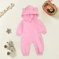 thumbnail image 2 of PINQI Toddler Boys Girls Solid Color Cloud Fashion Zipper Hooded Short Ear Romper Crawling Suit Baby Cute Hooded Pocket Jumpsuit(3-Pink,6-9 Months), 2 of 7