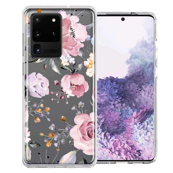 MUNDAZE Case For Samsung Galaxy S20 Ultra Soft Pastel Spring Floral Flowers Blush Lavender Phone Cover