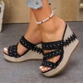 thumbnail image 6 of enyan Women's Low Wedge Heels Summer Dressy Platform Sandals Elastic Ankle Strap Open Toe Flower Shoes Women's Sandals,D,Size 8.5, 6 of 7
