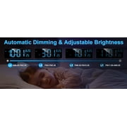 XREXS Digital Wall Clock Large Display, 16.5 LED Wall Clock with 6 Color Changes Night Lights, Auto DST, Count Up/Down Timer Clock with Remote Control for Living Room Bedroom Office Wall Decor