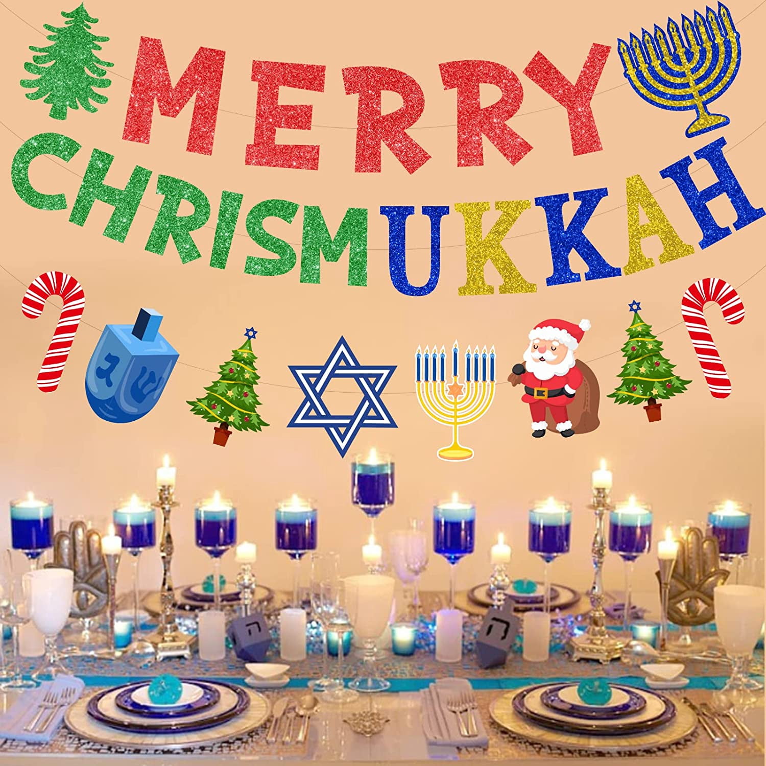 Merry Chrismukkah Banner – Glitternd Für Chanukka & Weihnachten | Party-Deko