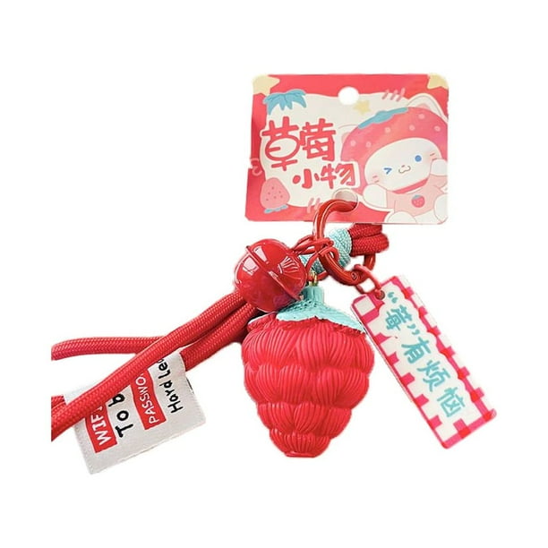 Yuarrent Llavero con colgante de dibujos animados para mujer, bolso de mano para niña, mochila portátil, monedero, llavero, decoración Artesanía rojo fresa