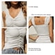 thumbnail image 5 of Camiseta sin mangas con cuello en V para mujer Camisas sin mangas de verano ajustadas de color puro con cordón fruncido, 5 of 6