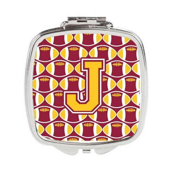Letter J Football Maroon & Gold Compact Mirror