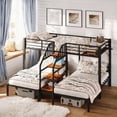 thumbnail image 2 of Ktaxon Metal Twin Triple Bunk Bed with Stairs, Twin over Twin over Twin XL Bed Frame for 3, Black, 2 of 7
