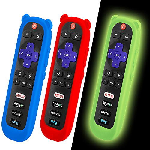 Glow Blue and Glow Green 2 Pack Protective Silicone Remote Control Case for TCL Roku TVs and Roku Players Anti-Slip Shockproof Cover for Roku TV Remote Controller with Cute Panda Ear Shape 
