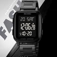 thumbnail image 4 of Men's LED Luminous Digital Watch with 5ATM Waterproof, Dual Time Zone, Calendar and Stainless Steel Band, 4 of 4