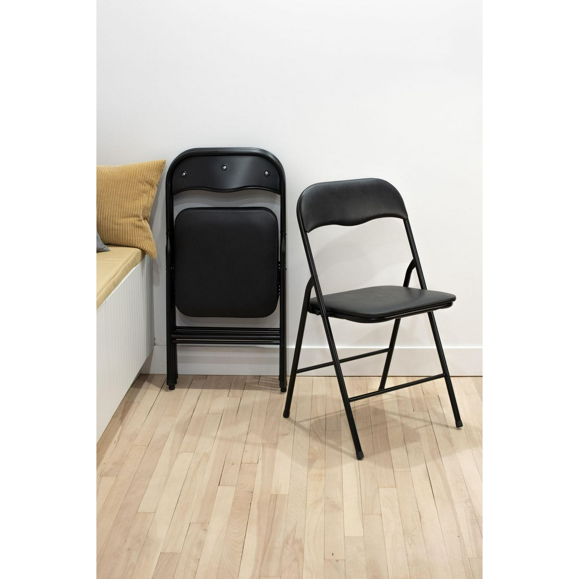 Enduro Black Padded Vinyl Folding Chair, 18 '' x x