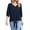 Navy_Blue, variant on Chiffon Blouses for Women V Neck Tie Front 3/4 Sleeve Tops Business Casual Office Work Loose Top Shirts