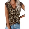 thumbnail image 1 of Camiseta sin mangas con cuello Halter para mujer, camisetas camisola holgadas con tiras y cuello en V de ganchillo con encaje, lavable a máquina, mangas con ribete de encaje, sin mangas, 1 of 4