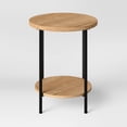 thumbnail image 3 of Wood and Metal Round Dorm End Table Natural: Modern Style, Steel Frame, 22.4" High", 3 of 4