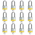 thumbnail image 1 of Lqyn Paquete de 12 Candados con Llave Laminada (1-9/16"" 40 Mm) Candados con Llaves Iguales Candado con Grillete Largo de Aro Amarillo para Casillero de Gimnasio Maleta de Equipaje Caja de Herramienta, 1 of 6
