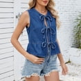 thumbnail image 5 of Basic Camisole For Women Tanks Tops Fashion Denim Vest With Lace Up Detail Ruffled Hemline For Wear Going Out Cami Top, 5 of 8