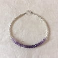 thumbnail image 2 of Amethyst 4mm Rondelle Shape Faceted Cut Beads 7 inch Silver Plated Clasp Bracelet for men, women, unisex. Link Chain Stacking Bracelet.|LINK_00322, 2 of 4