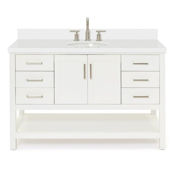 Ariel S055swqovo Magnolia 54" Free Standing Single Basin Vanity Set - White / Pure White