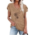 thumbnail image 2 of Posijego Women's Petal Sleeve Tops Graphic Tees Shirt for Women V Neck Short Sleeve T Shirts Summer Tunics, 2 of 4