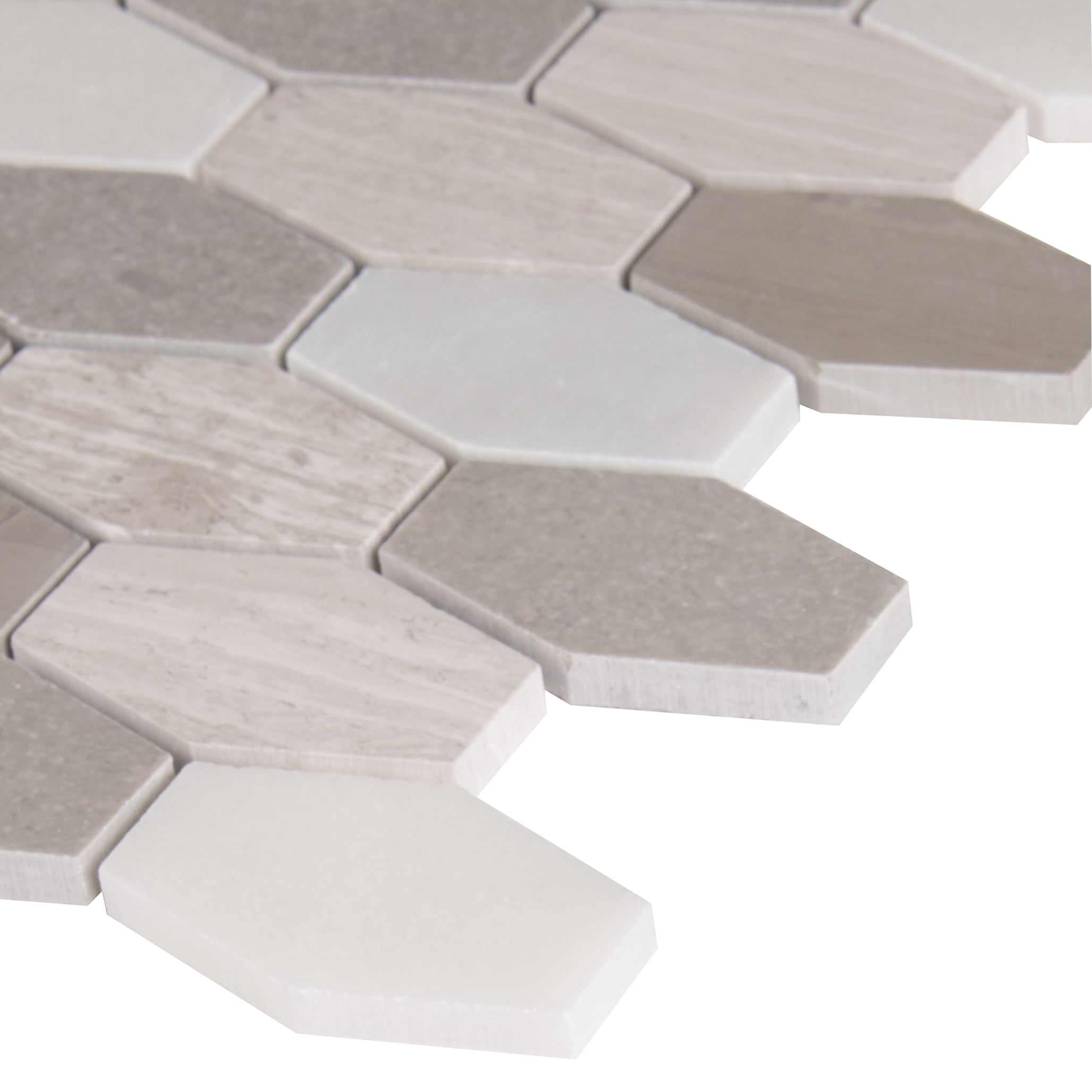 MSI Bellagio Blend Elongated Hexagon 12 in. x 12 in. x 10 mm Honed Marble Mesh-Mounted Mosaic Tile (9.7 sq. ft. / case)