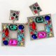 thumbnail image 4 of Rhinestone Sparkle Square Dangle Earrings For Women Crystal Geometric Drop Trendy Statement Earrings------Product code 76318, 4 of 5