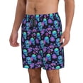 thumbnail image 2 of Balery purple flower blue Skull Traje de Baño Estilo Hawaiano para Hombre, Shorts de Secado Rápido con Bolsillos-Small, 2 of 6