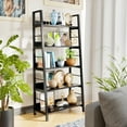 thumbnail image 3 of Legooin 5-Tier Modern Ladder Bookcase with Wood Shelves Metal Frame, for Office Home Kitchen Pantry Living Room, Black, 3 of 10