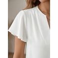 thumbnail image 3 of SHEWIN Blouses for Women Dressy Casual Summer Flowy Short Sleeve Shirts Pleated V Neck Work Business Tops, 3 of 10