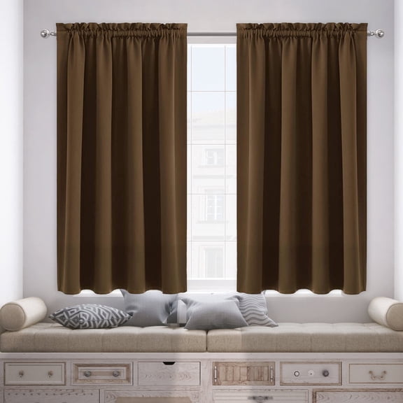 Rod Pocket Blackout Curtain 37.8W x 71.7L Inch Thermal Insulated Solid Color Curtain for Bedroom Living Room