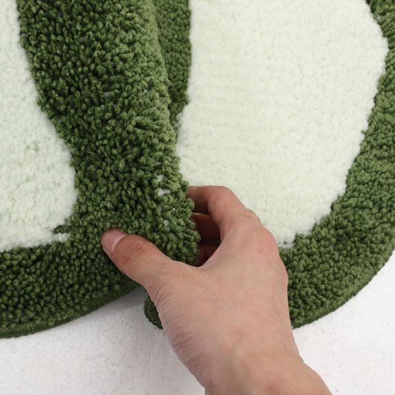 Hytrove Green Polyester Bathroom Drying Mat with Anti- Decorative Footprint Design, 23.6 x 15.7 x 0.4 inches, 1 Piece