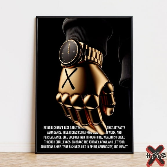 Kna Prints - 1 Pc Poster Printable Inspiration Motivational Art Print Whimsical Wall Art Luxury Hypebeast Decor Black & Gold , UNFRAMED-8x12