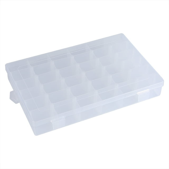 Boîte de Rangement en Plastique Transparent Réglable avec 36 Fentes Amovibles pour Ranger Boucles d'Oreilles, Bagues, Perles et Autres Objets d'Artisanat et Accessoires.
