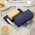 thumbnail image 4 of GUIGUI Butter Dish With Lid for Countertop, Butter Crock With Stainless Steel Multipurpose Butter Knife, Butter Container with Plastic Home Decor Kitchen Gift White 1 Pcs (Dark Blue), 4 of 6