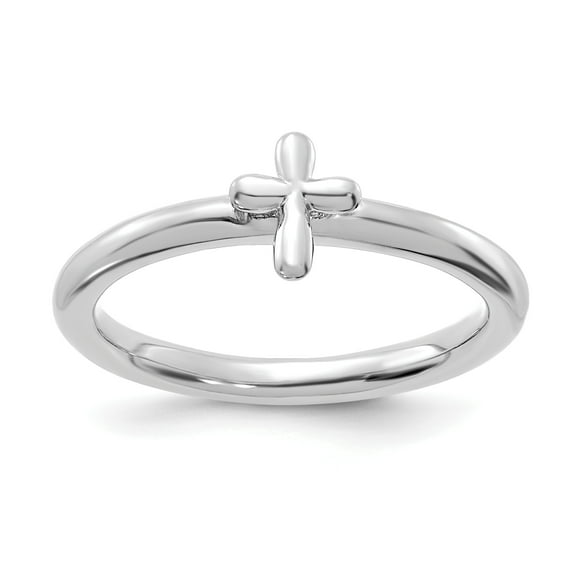 Stackable Expressions Sterling Silver Rhodium-plated Cross Ring