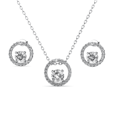 Cate & Chloe Reign 18k White Gold Plated Jewelry Set with Swarovski Crystals Gift for Women