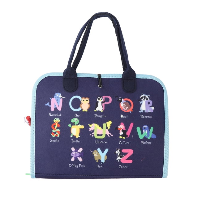 Bolsa De Vestir De Fieltro, Ligera, Colores Brillantes, Parches De Animales Con Letras, Tela Cómoda, Tablero Sensorial Para Habilidades Vitales Para Niños Mayores Para