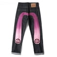 thumbnail image 3 of Pantalones de chándal a rayas con cinta para hombre y mujer, pantalón informal con bordado de mariposa Multicolor de alta calidad, a la moda, con cordón, 3 of 3