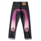 thumbnail image 3 of Pantalones de chándal a rayas de pierna ancha para hombres y mujeres, pantalones bordados de mariposa, pantalones de Jogger con cordón azul, etiqueta 1:1, moda informal, gran tamaño, 3 of 3