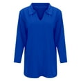 thumbnail image 3 of Adeawade Womens Tshirt 3/4 Sleeve Tops Round Neck Solid Color Simple Style Tee Daily Wear S Blue, 3 of 7