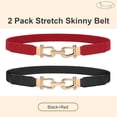 thumbnail image 6 of Women Stretchy Waist Belt Retro Elastic Skinny Belt for Ladies with Gold Buckle, 6 of 11