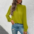 thumbnail image 2 of Chiccall Womens Long Sleeve Shirts Pleated Front Puff Sleeve Casual Fashion Solid Pullover Tops, 2 of 6