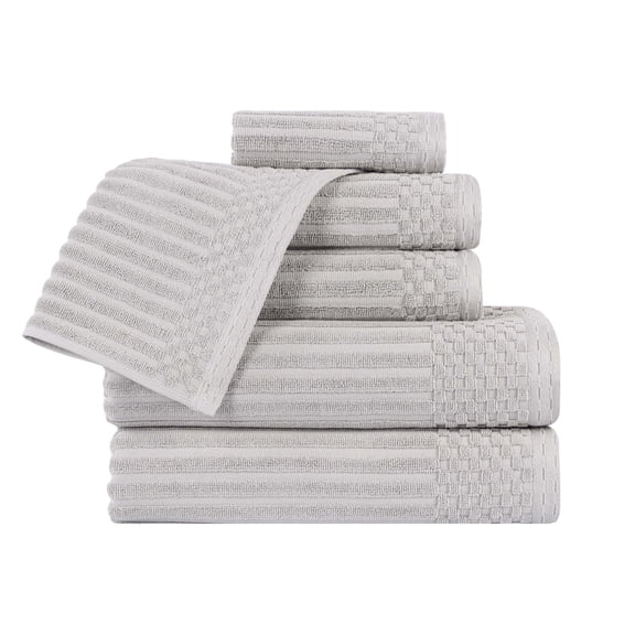 Superior Soho Ribbed Cotton 6-Piece Assorted Towel Set, Silver