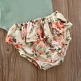 thumbnail image 6 of 3Pcs Newborn Infant Baby Girl Clothes Ruffle Romper Bodysuit Floral Shorts Summer Outfit, 6 of 7