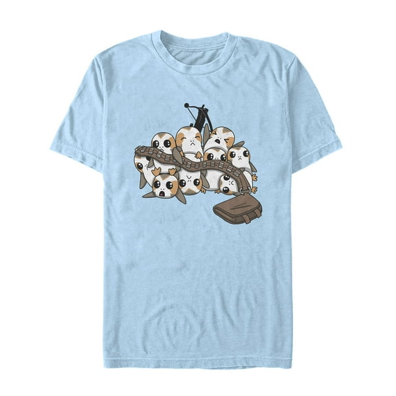 Men's Star Wars The Last Jedi Porgs Love Chewie  Graphic Tee Light Blue X Large
