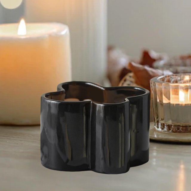 Tarro de cerámica vacío para velas, elegante y decorativo, para hacer velas aromáticas, ideal para manualidades, decoración del dormitorio y el hogar. Negro