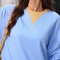 thumbnail image 2 of QIYAGBSA Color Block Crew Neck Tops for Women, Long Sleeve Loose Pullover Sweatshirt with Contrast Detail, Casual Spring Fall Streetwear, 2 of 8