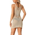 thumbnail image 3 of INSPIRE CHIC Swimsuits Cover Ups Dress for Women's Crochet Hollow Out Bikini Knit Beach Swimwear Khaki M, 3 of 5