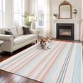 thumbnail image 2 of Non-Slip Rug Pad Rugs Watercolor Blue Pink Striped Rectangle Area Rugs 5x7Ft Soft Carpet Pads for Living Room Kids Room, Retro Lines, 2 of 9