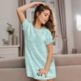 thumbnail image 3 of Balery Blue Bright Camisón de manga corta con cuello redondo para mujer, cómodo y elegante., 3 of 6