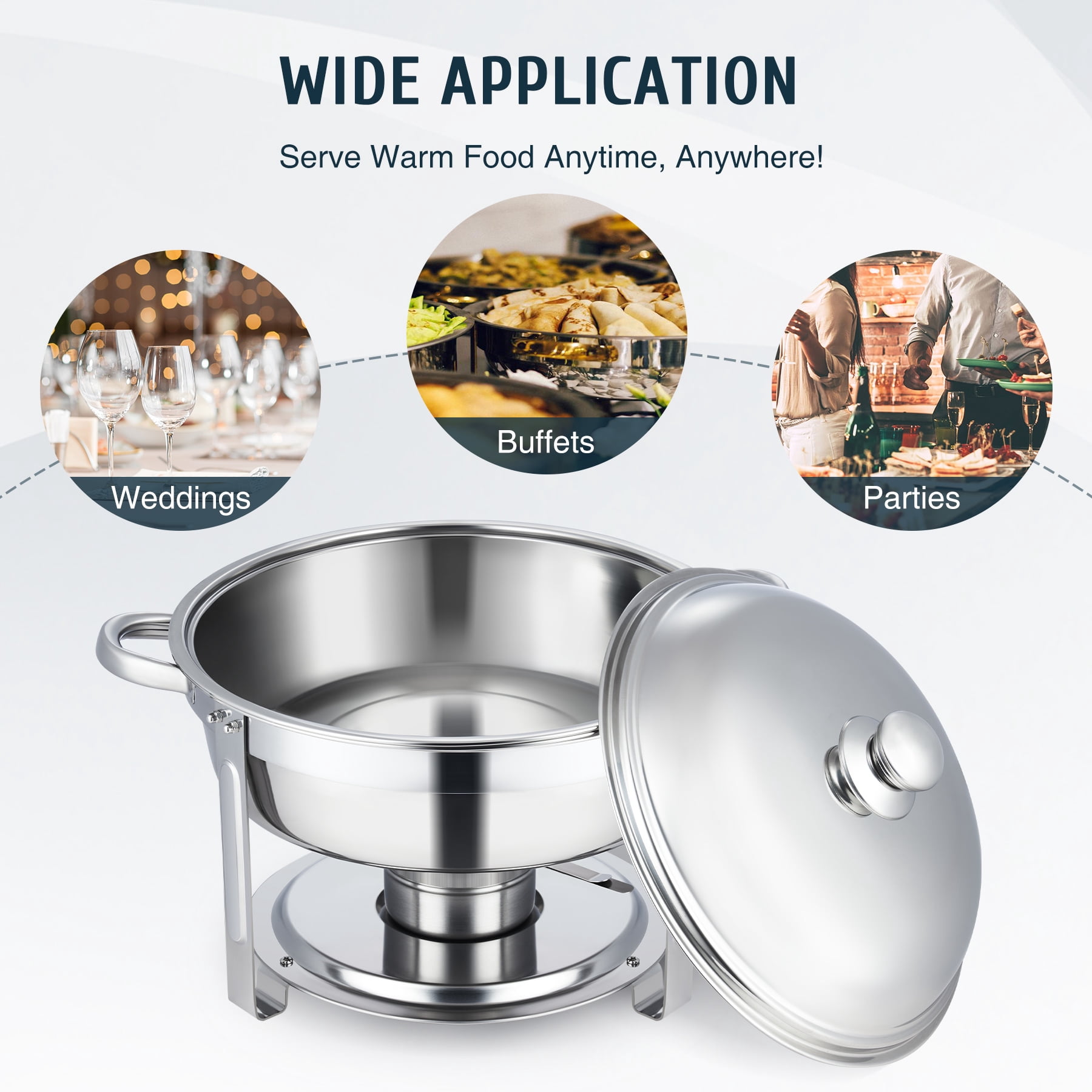 5 Quart 2 Pack Chafing Dish Set Stainless Steel Buffet Chafers for Parties More