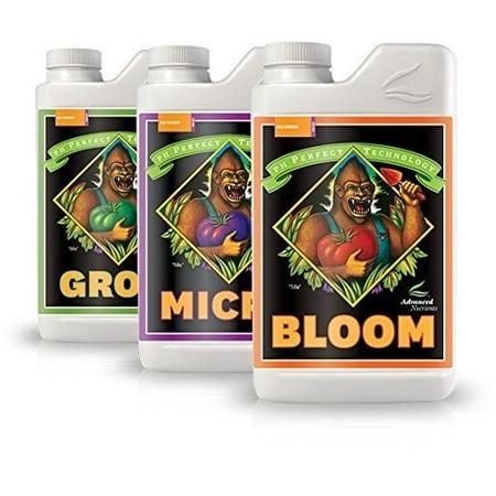 Bloom, Micro & Grow, 1 L Each, Lush, sturdy growth from 3-part nutrients designed specifically for high value By Advanced